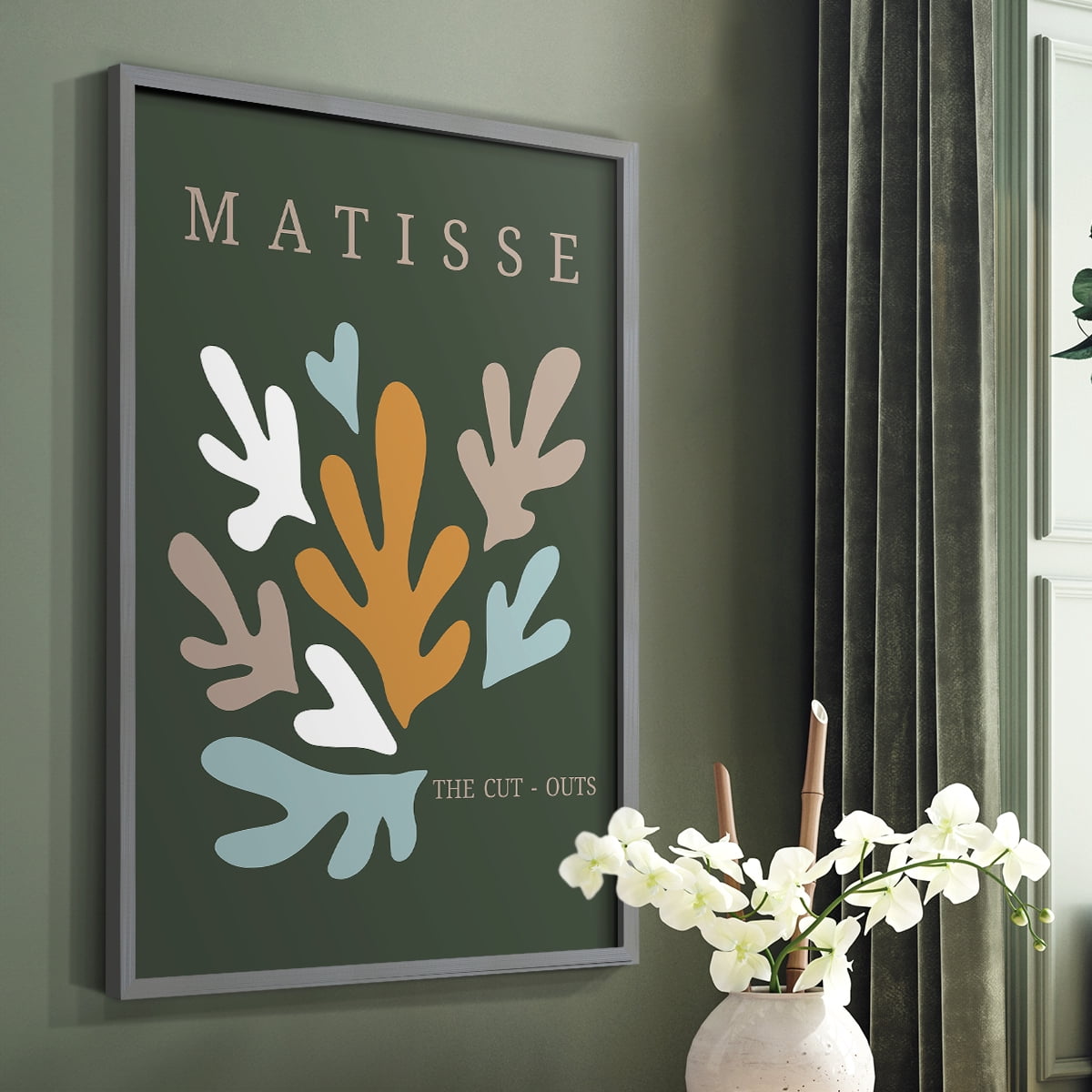 Matisse CDIII in Gray Solid Wood Framed Print No Nail Hanging