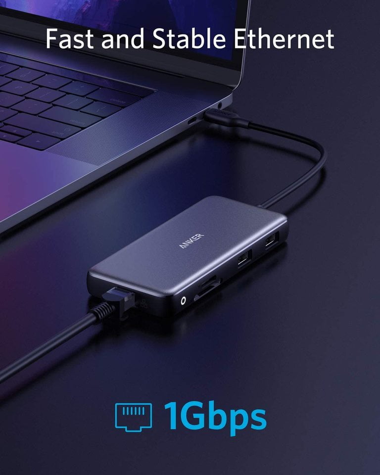 Anker 8-in-1 USB C Hub Adapter with 100W Power Delivery,4K 60Hz HDMI,Ethernet Port,SD Card Reader