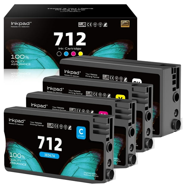 712 Compatible Ink Cartridges Combo Pack Replacement for HP 712 XL 712XL Compatible with DesignJet T210 T230 T250 T630 T650 Studio Plotter Printers (4