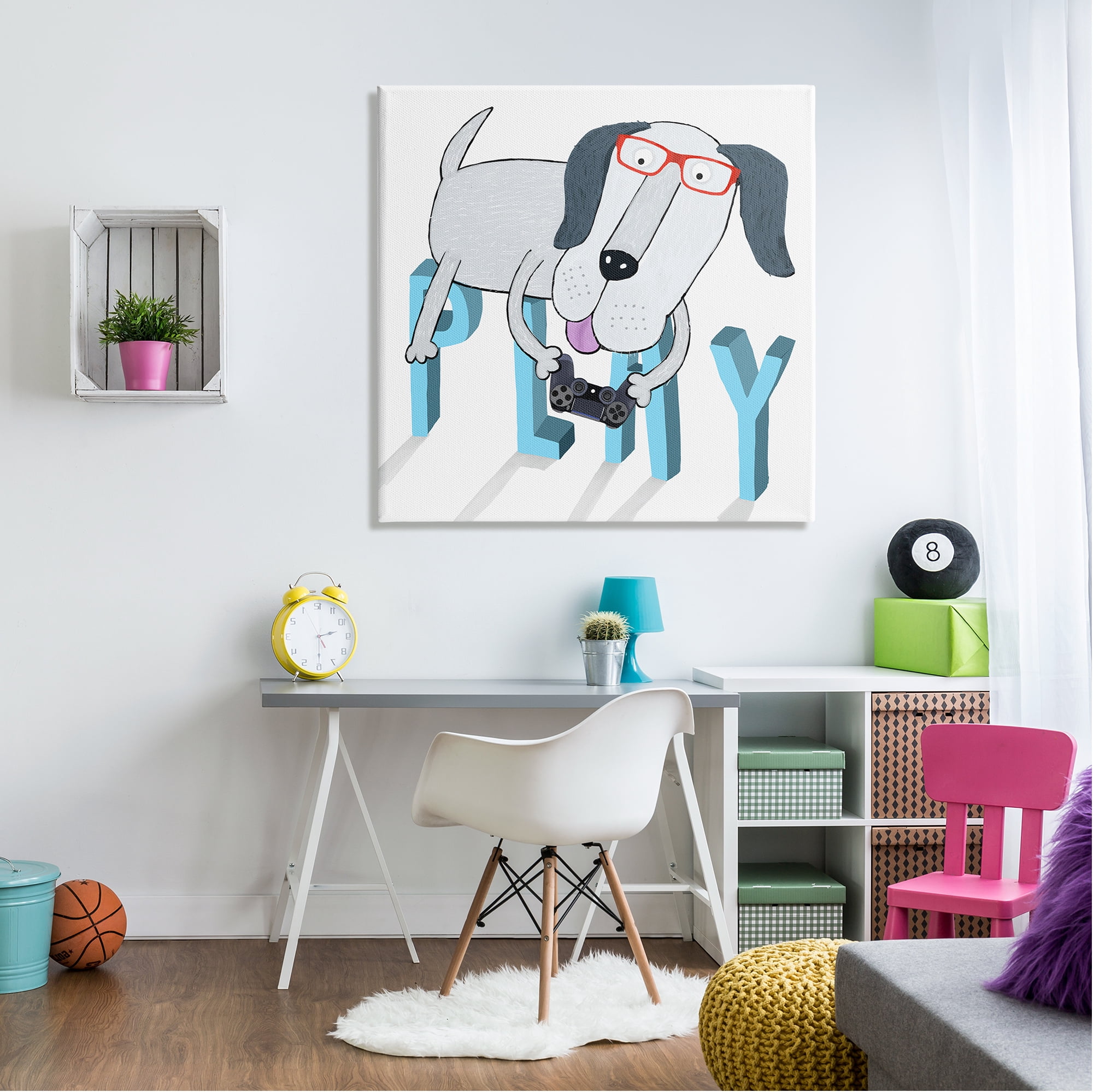 Stupell Industries Dog Playing Video Games Animals & Insects Painting Gallery Wrapped Canvas Print Wall Art, 36 x 36