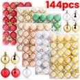 thumbnail image 2 of 24-144 piezas de mini bolas de Navidad, adornos de bolas de árbol de Navidad de color rojo, dorado y plateado, colgante artesanal, decoración para fiesta de Navidad, regalo de Año Nuevo, 2 of 5