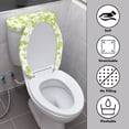 thumbnail image 3 of HELLHERO Clover Print Pattern 2 Pcs Set Toilet Lid Cover Soft Elastic Fabric, Stretch, Hotel Home, 3 of 8