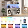 thumbnail image 4 of ANPOO 63"W Farmhouse Coffee Bar Cabinet with Power Outlet and LED Light, 58"H Wine Bar Cabinet with 4 Tier Storage Hutch, Kitchen Buffet Cabinet with 15 Wine and Glass Racks for Kitchen Dining Room, 4 of 8