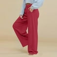 thumbnail image 2 of Womens Wide Leg Pants Elastic Waist Loose Comfy Lounge Flowy Palazzo Trouser Jogger Sport Casual Sweatpant Red Large, 2 of 6