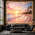 thumbnail image 6 of Tropical Beach at Sunset With Palm Trees Serene Coastal for Beach Lovers Serene Coastal Art Decor Housewarming Gift Tapestry Wall Hanging for Bedroom and Living Room, 6 of 7