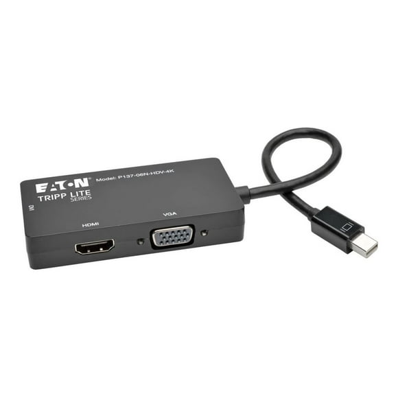 Eaton Tripp Lite Series 6in Mini DisplayPort to VGA / DVI / HDMI Adapter Converter 4Kx 2K 6" - Video converter - DisplayPort - DVI, HDMI, VGA - black