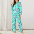 thumbnail image 3 of Bingfone Womens Pajama Sets Seashell And Starfish Print,Long Sleeve Loungewear Pajamas Set-Small, 3 of 9