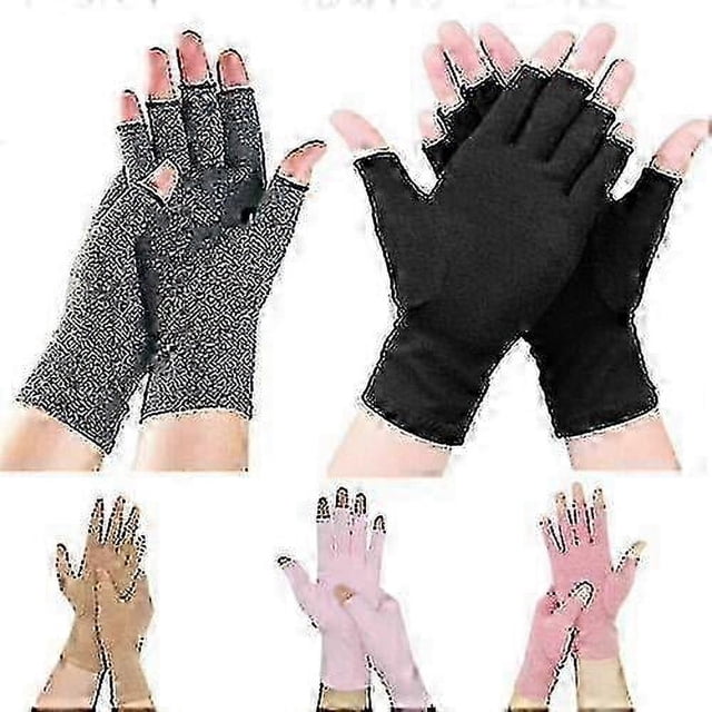 Guantes de compresión antiartritis sin dedos que alivian el dolor reumatoide_phc02, rosa, L