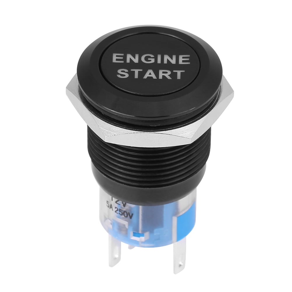 12V 19mm Waterproof Car Ignition Starter Switch Button Black Engine Start Push Button
