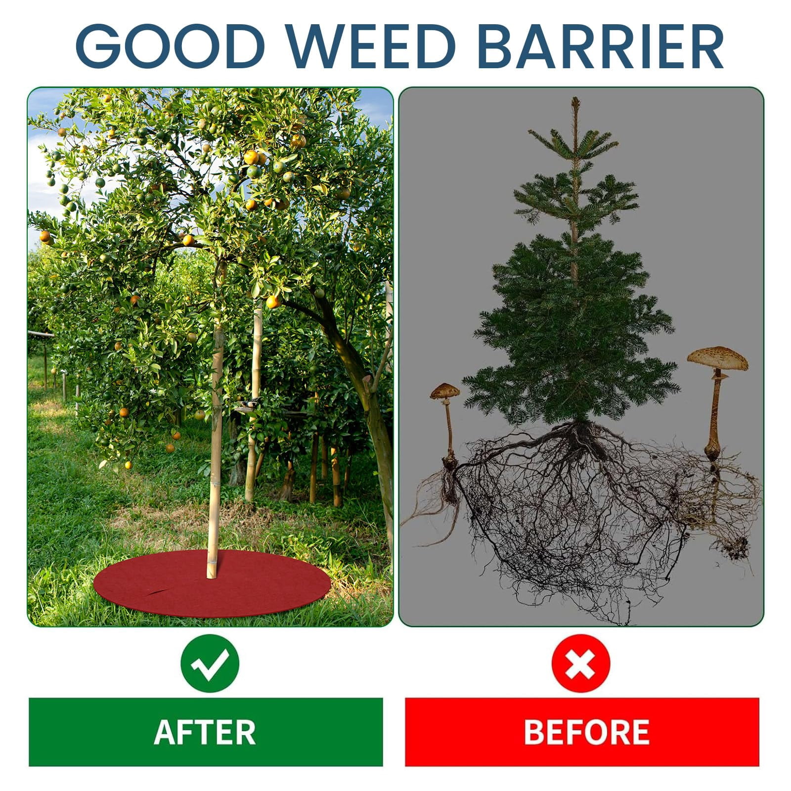 16 Pcs 32. 2 Inch Non Woven Tree Mulch Ring Round Tree Weed Barrier Mat Reusable Landscape Protector Base Barrier Fabric for Weed Root Protection