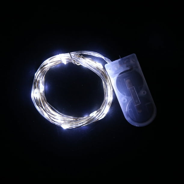 Cadena de luces LED con cable de cobre, lámpara con caja de pilas de botón CR2032, luces navideñas con cable de cobre, cadena de luces decorativas para jardín y exterior