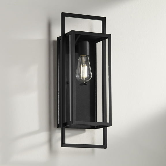 Possini Euro Design Jericho Modern Wall Light Sconce Textured Black Hardwire 7 1/4" Fixture Clear Glass for Bedroom Bathroom Vanity Reading Hallway