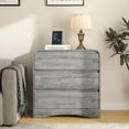 thumbnail image 3 of 3 Drawer Dressers for Bedroom, 32" Wide Wood Storage Dresser Chest of Drawers Organizer, Modern Dresser & Chest of Drawers, Large Dressers with 3 Drawers for Bedroom Living Room Hallway Closet, Grey, 3 of 8