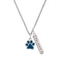 thumbnail image 1 of Delight Jewelry Silvertone Medium Translucent Navy Paw Silvertone Balance Bar Charm Necklace, 23", 1 of 4