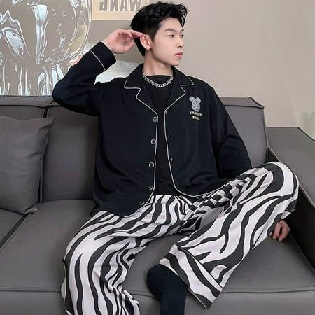 

QWZNDZGR Winter Pajamas For Couples High-quality Light Luxury Cotton Men Pajama Sets Long sleeve Sleepwear Fashion Male Loungewear Sleep