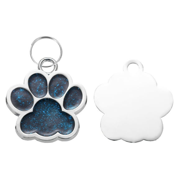 Uxcell Pet ID Tags Cute Paw Shape, 38x38mm Metal Personalized Engraving Up to 5 Lines for Pet Dog ID Tags (Light Blue)