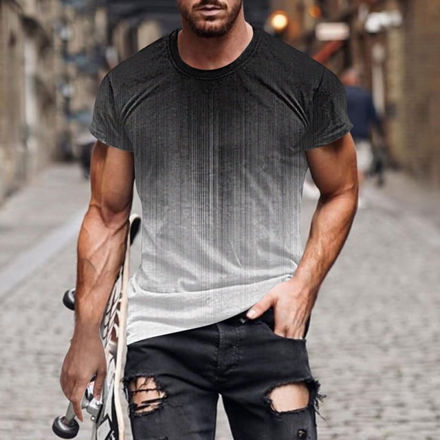 Qertyioot T-shirt à Manches Courtes Imprimé pour Hommes Col Rond Mode Décontractée Manches Courtes Liquidation