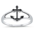 thumbnail image 1 of Polished Oxidized Anchor Cutout Ring .925 Sterling Silver Band Jewelry Female Male Unisex Size 9, 1 of 4
