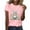 Pink, variant on QUNYINEY Short Sleeve Shirts for Women Trendy Pullover Crew Neck Easter Casual Tops Loose Tops for Women