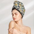 thumbnail image 2 of Yiaed Vintage Leaves Print Hair Cap with Button,Coral Fleece Hair Towel Wrap for Women Wet Hair,Quick Dry Turban for Wet Hair Long Thick Hair, 2 of 5