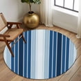 thumbnail image 3 of Navy Blue Stripe Round Rugs 8ft, Modern Blue Ombre Vertical Striped Non Slip Washable Rug Runner, Low Pile Indoor Floor Carpet Mat Bathroom Rugs for Living Room, Bedroom, Kids Room, 3 of 9