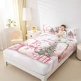 thumbnail image 5 of Feelyou Cute Pink Snowman Twin Sheet Sets for Kids, Dreamy Pine Tree Twin Fitted Sheet, Cartoon Christmas Tree Flat Sheet, Ultra Soft Bedroom Decor, 3-Piece, 5 of 8