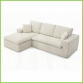 thumbnail image 4 of 102" Modern L-Shape Corduroy Sectional Sofa - Cloud Comfort Living Room Couch, No Assembly Required, Beige, 4 of 7