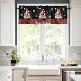 thumbnail image 3 of Christmas Gnomes Kitchen Curtains and Valances Set, Rod Pocket Curtains Tier Farmhouse Window Curtains 36 Inch Length, Xmas Red Flowers Leaves Snowflake Black 3 Piece Kitchen Curtains Set, 3 of 6