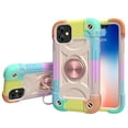 thumbnail image 2 of for iPhone 11 Case with Ring Stand, Heavy Duty Military Grade Rugged Shockproof Silicone Rubber Magnetic Kickstand Holder Case for Women Girls For iPhone 11, Rosegold Colorful, 2 of 6