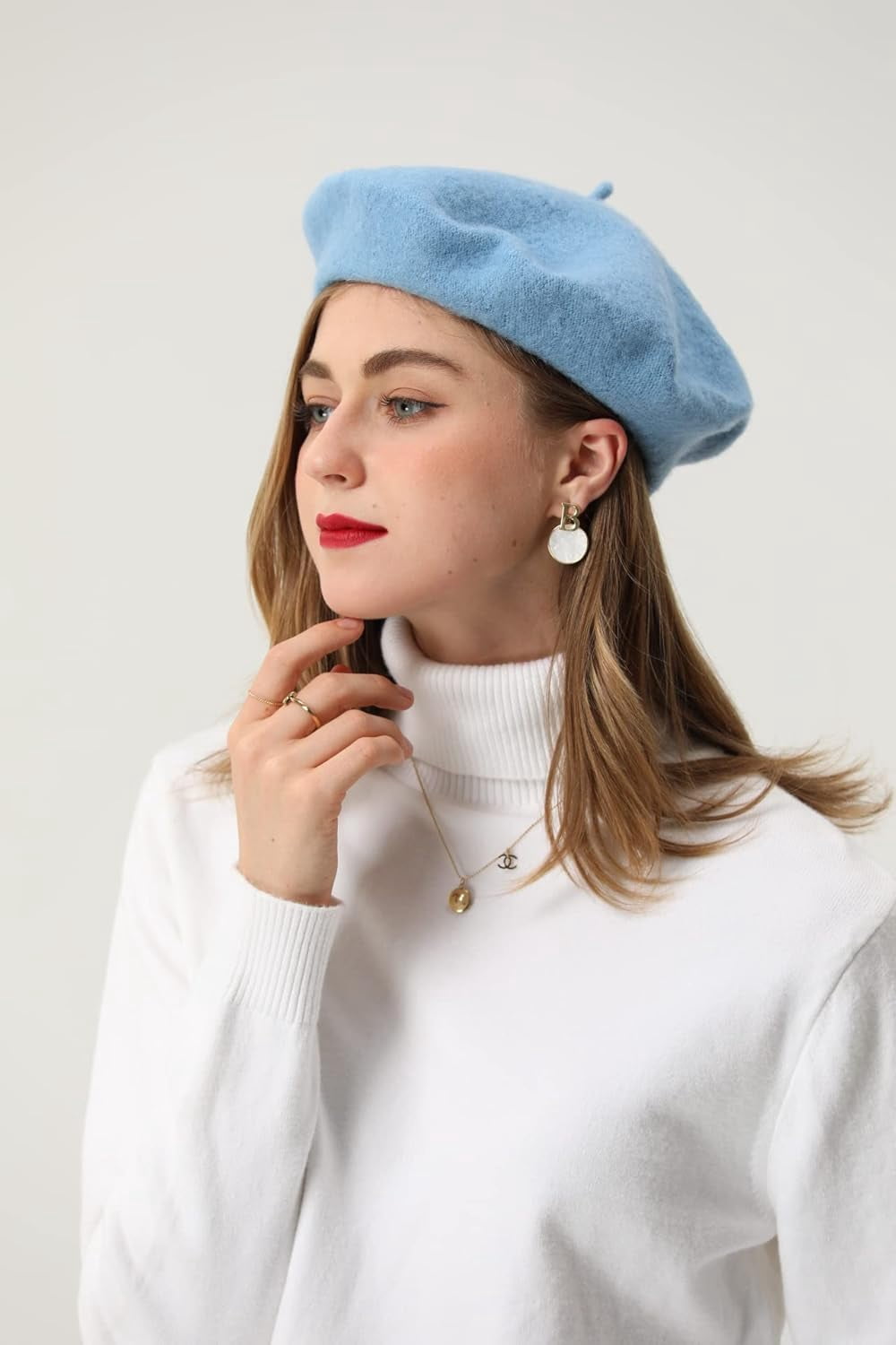 Beret-Classic Wool Beret Solid Color Womens Beret Cap Hat 