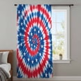 thumbnail image 3 of Blue Red Tie-dye Sheer Curtains 54 Inches Long, Vintage American Stars Abstract Art Light Filering Curtains, Breathable Simi Curtain Privacy Drapes for Kitchen Bathroom Small Window Treatment, 3 of 9