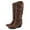 Brown, variant on Babysbule Women's Boot Fashion Women's Retro Belt Buckle Knee Length Increased Warmth Thick Heel High Boots