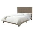 thumbnail image 3 of CorLiving Monroe Fabric Upholstered Platform Twin/Single Bed with Tufted Headboard and Wood Legs, No Box Spring Required, Warm Stone, 3 of 8