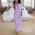 thumbnail image 6 of Delconic Women’s Loose Fit Maxi Dress Off Shoulder Short Sleeve Casual Long Dress Soft Lightweight Fabric for Everyday Wear Light Purple 2XL, 6 of 6