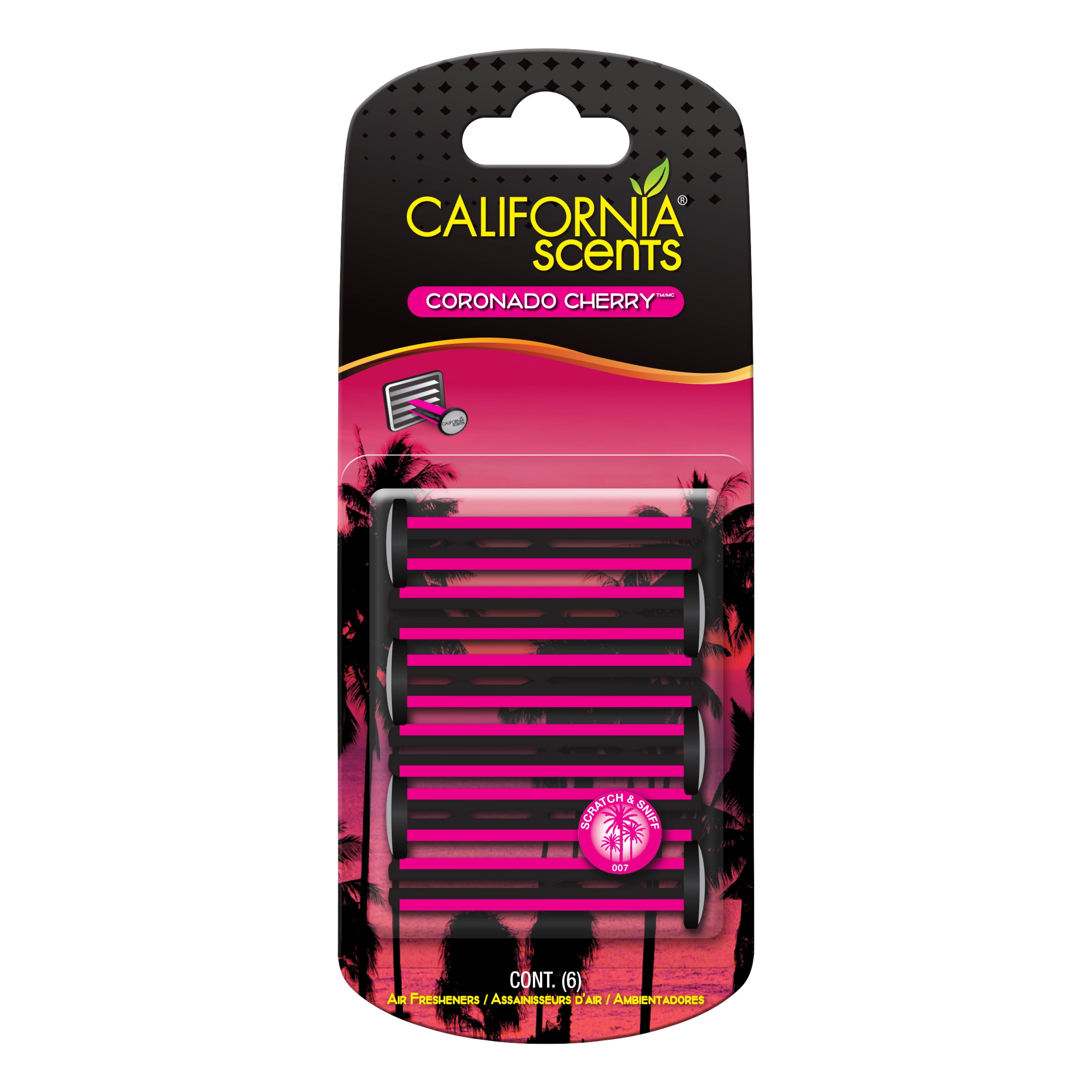 California Scents Vent Stick Air Freshener (Coronado Cherry Scent, 6 Pack)