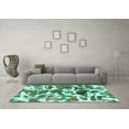 thumbnail image 3 of Ahgly Company Machine Washable Indoor Square Abstract Turquoise Blue Modern Area Rugs, 3' Square, 3 of 4