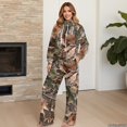 thumbnail image 4 of Glofpot Womens 2 Piece Casual Outfits, Turtleneck Sweatshirt, Lounge Set Drawstring Tracksuit & Wide Leg Sweatpants Matching Sets, Fall Activewear, Fit for Travel, Home, Hangout, Forest Camo Print, 4 of 8