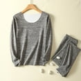 thumbnail image 2 of Htigea Women's Thermal Underwear Sets Seamless Crewneck Long Sleeve Shirts and Pants Outfits Warm Base Layer for Fall Winter Gray XXL, 2 of 4