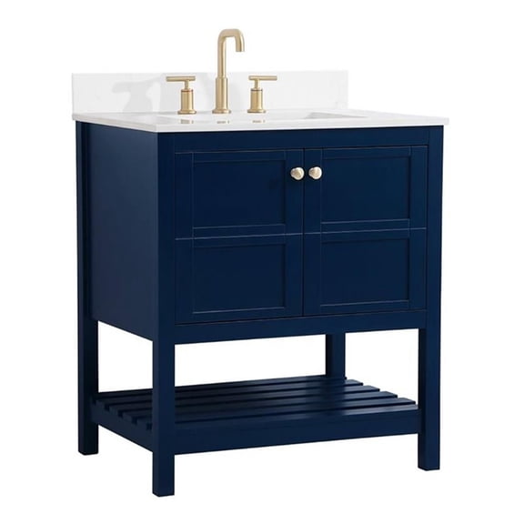 30 inch Single Bathroom Vanity in Blue with Backsplash