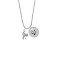 thumbnail image 2 of Delight Jewelry Silvertone English Saddle Silvertone Script Initial Disc - V - Charm Necklace, 20"+3", 2 of 4
