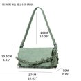 thumbnail image 4 of Bolso bandolera con volantes para mujer de MABULA, bolso de lona fruncido de color verde caramelo, bolso de hombro bajo el brazo, bolso elegante con solapa, 4 of 5
