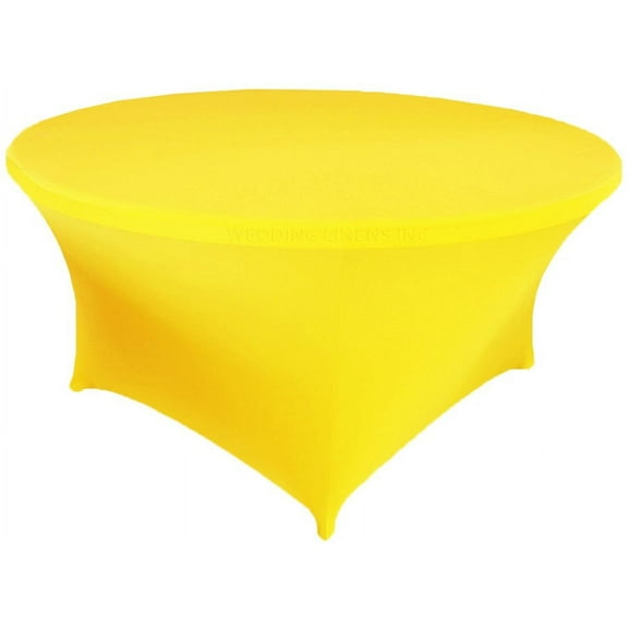 Wedding Linens Inc. (200 GSM) Premium 4FT / 48" Round Spandex Stretch Fitted Table Cover Tablecloths - Canary Yellow