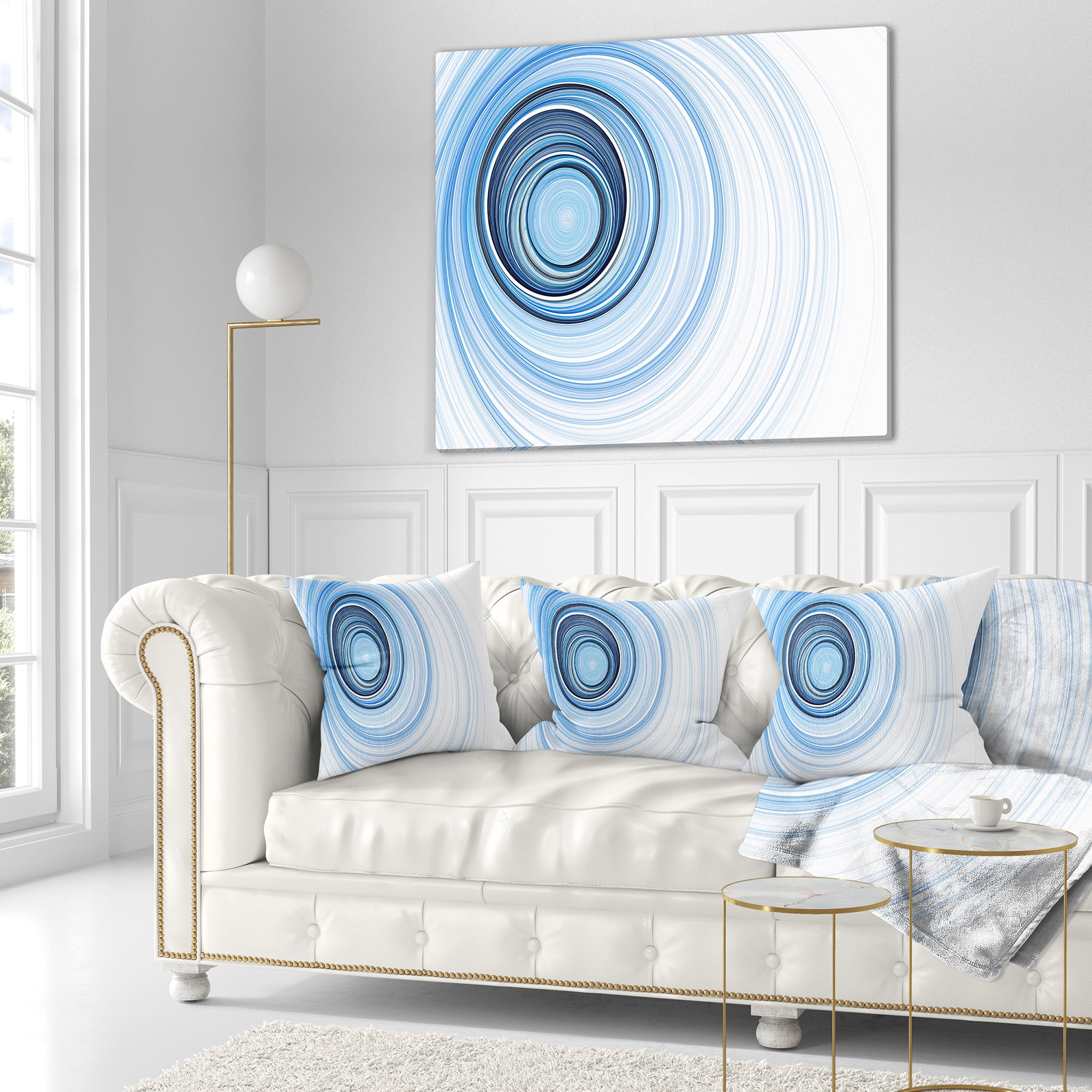 Designart Blue Radio Waves - Abstract Throw Pillow - 16x16