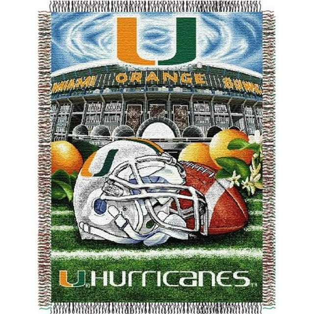 LHM NCAA Miami Ouragans Acrylique Tapisserie Jeter&44; 48 x 60 Po.