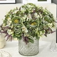 thumbnail image 2 of Simulated Flower Artificial Peony Flowers Realistic Exquisite Faux Floral Arrangement for Home Wedding Party Decoration-Green, 2 of 8