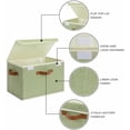 thumbnail image 5 of Fabric Storage Bins with Lids, Decorative Storage Boxes with PU Handles, Keepsake Memory box, Shelf Baskets for Closet, Sage Green, Large, 2-Pack, 5 of 7
