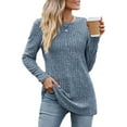 thumbnail image 3 of Women'S Blouses Elegant Casual Long Sleeve Shirts Business Casual Wear Autumn Sweaters Warm Blue XXL, 3 of 9
