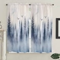 thumbnail image 2 of Bedroom Curtains 63 Inches length, Mountain Peak Window Treatment Curtain Drapes, Forest Tree Scene Watercolor Style Rod Pocket Curtain Panels for Living Room Kitchen, 42"x63", 2 Panels, 2 of 8