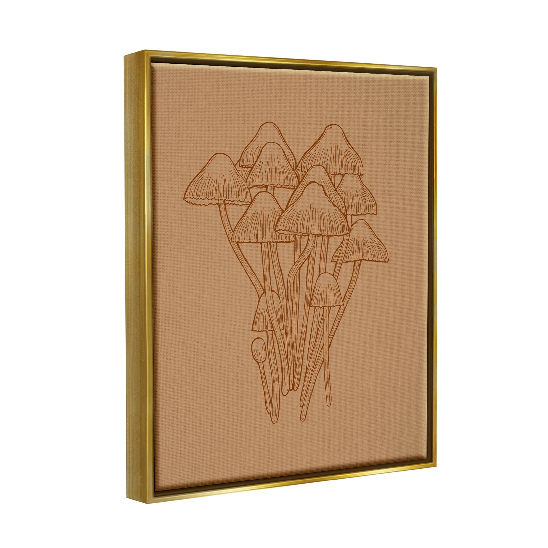 Stupell Industries Brown Mushrooms Detailed Nature Graphic Art Metallic Gold Floating Framed Canvas Print Wall Art, Design by Ziwei Li