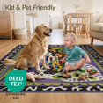 thumbnail image 4 of ODIKA 5'x7' Ultra-Soft Area Rug, Purple Green Abstract Geometric Whimsy Design Eclectic Mix of Spirals and Motifs Washable, Bare feet friendly, Silk-Touch for Bedroom Home office, 4 of 7